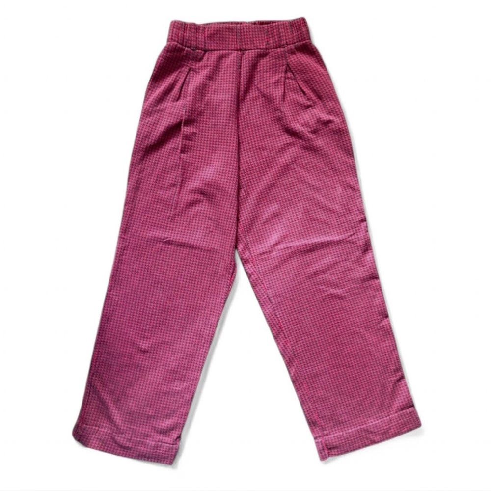 Joan Vass Red & Black Houndstooth Pants